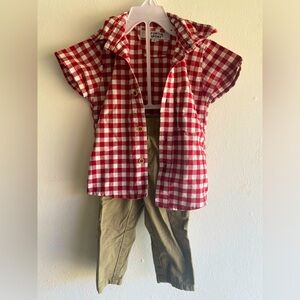 Flannel Red Shirt & Olive Pants